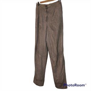nuance vintage Dove Gray suede leather lined pleat high waist pants 8 EUC